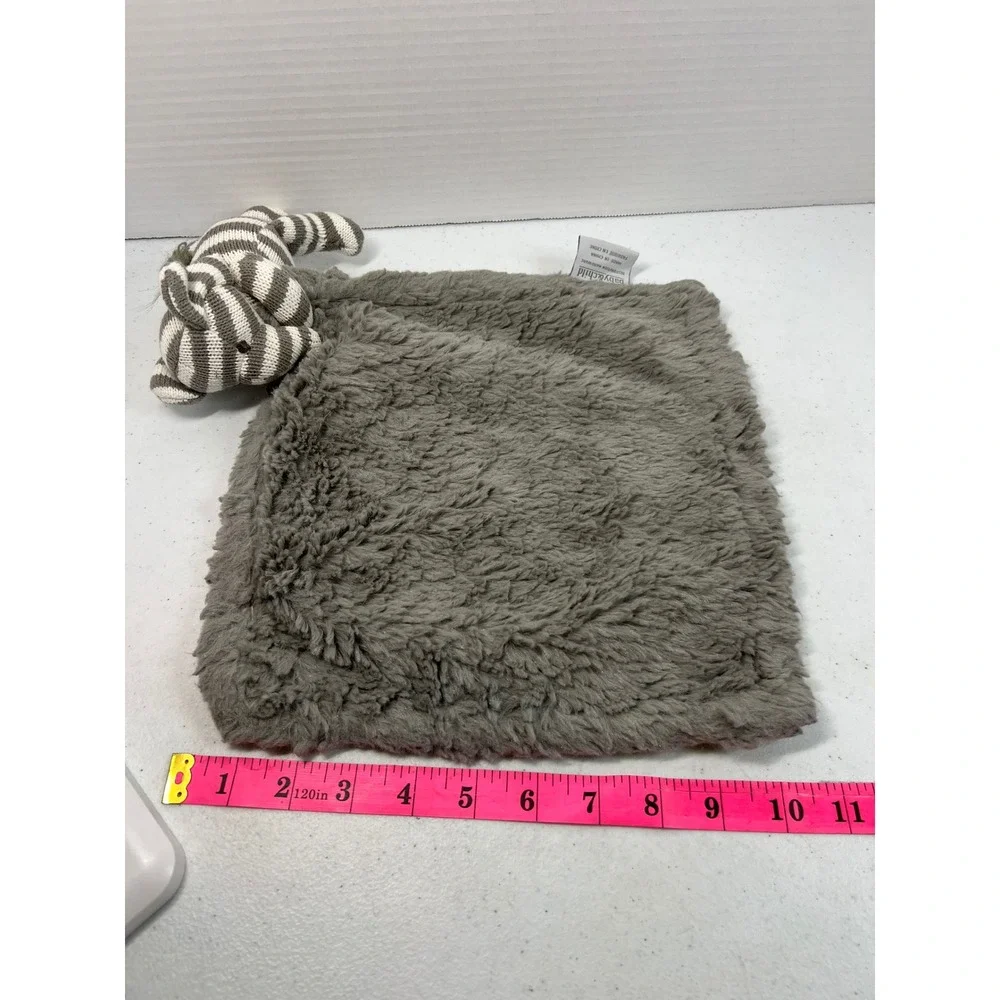 RH Baby & Child Luxe Elephant Security Blanket Grey Striped Knit Faux Fur Lovey